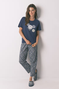 Women'secret 100% pamučna plava Smilei Kapri pidžama