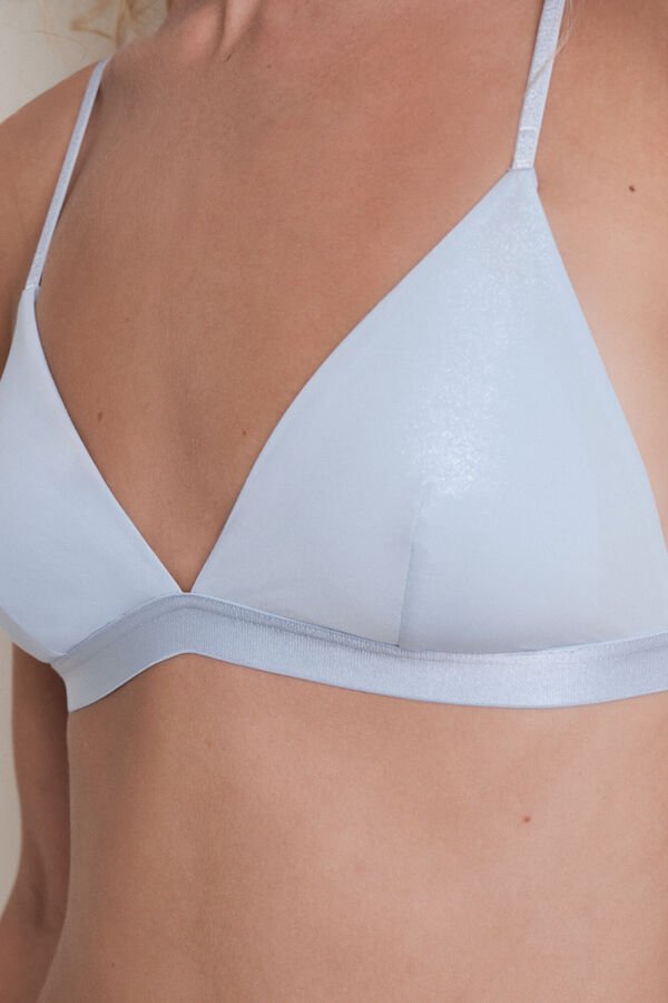 HI&BYE Svetloplavi trouglasti trouglasti grudnjak od mikrofiber sa &scaron;ljokicama Plava