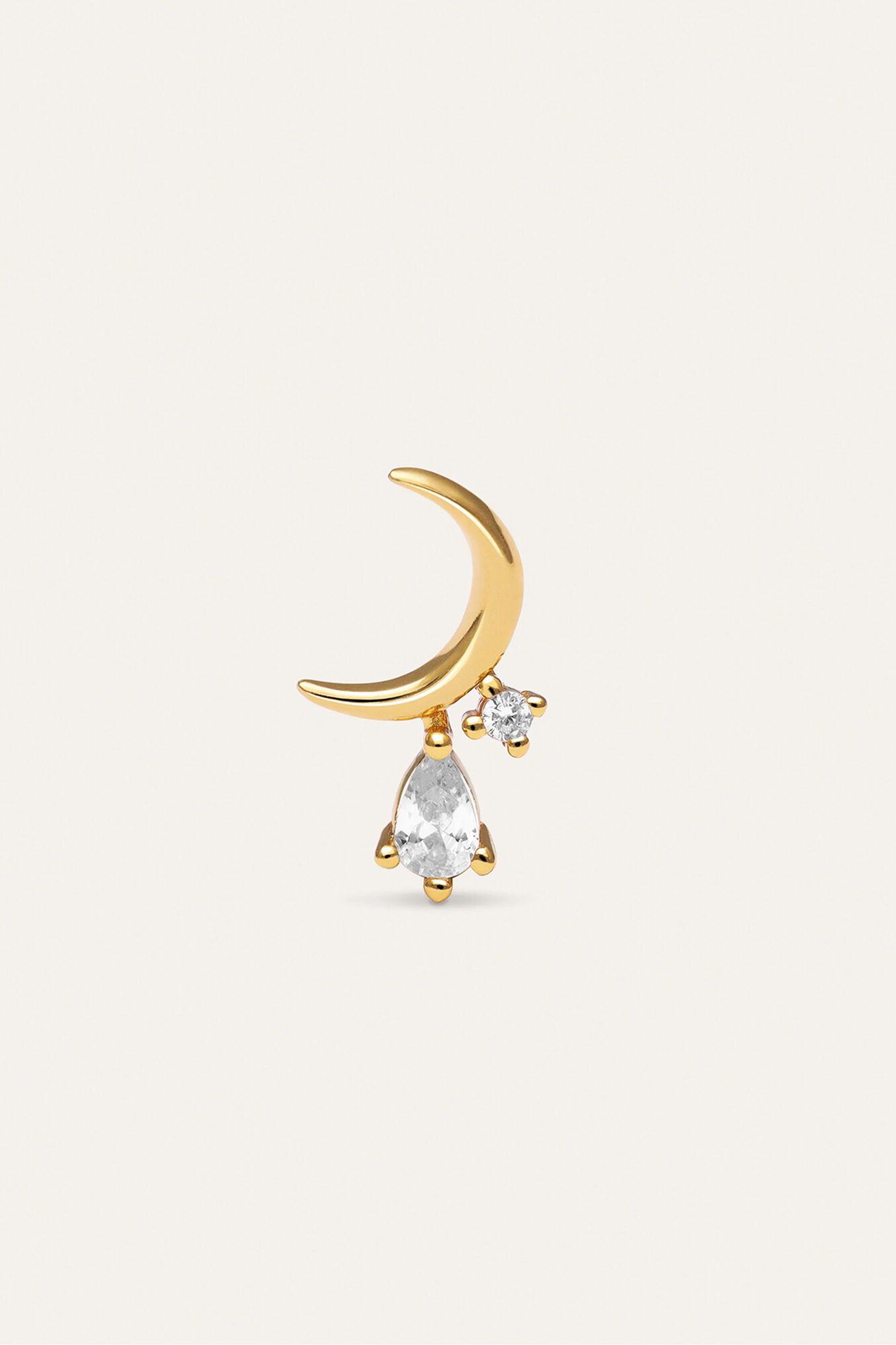 Singularu Pendiente Suelto Luna Spark Plata Ba&ntilde;o Oro