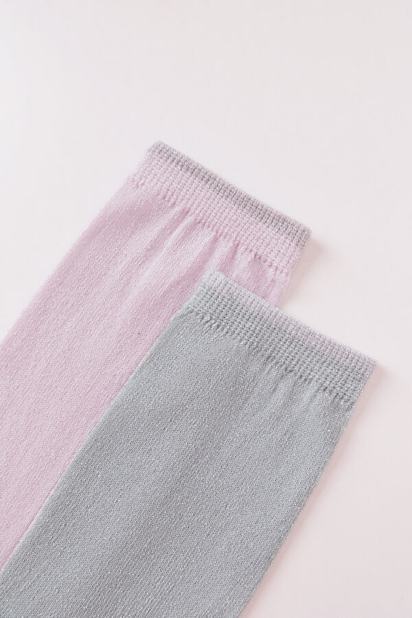 HI&BYE Paket od 2 roze i sive lureks čarape  Roze