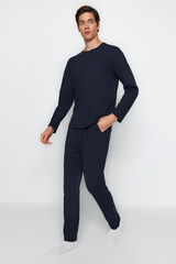Trendyol Regular fit pyjamas set in navy blue  Plava