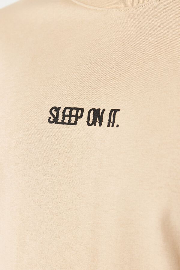 Trendyol Conjunto de pijama corto liso beige