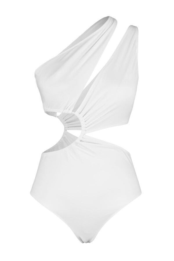 Trendyol Ba&ntilde;ador trikini asim&eacute;trico cut-out marfil