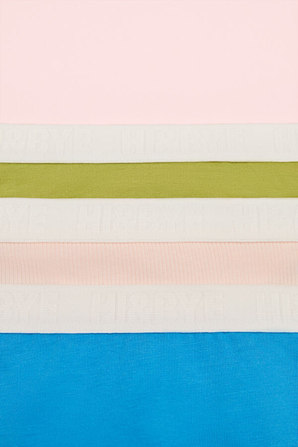 Womensecret Pack of 3 cotton tangas in green, white and blue white