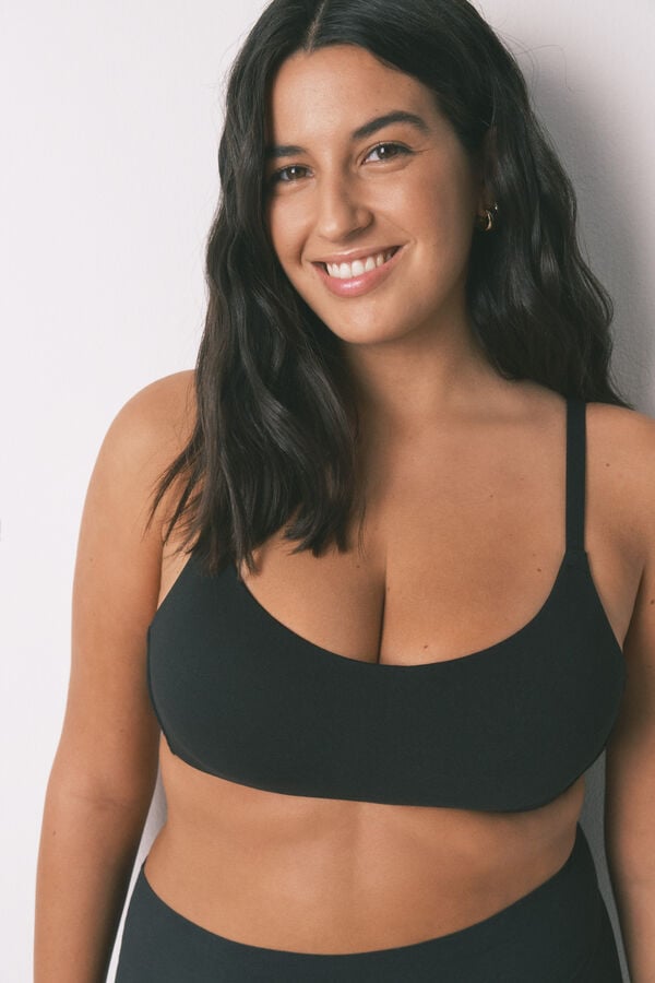 Women'secret Crni pamučni top grudnjak Crna