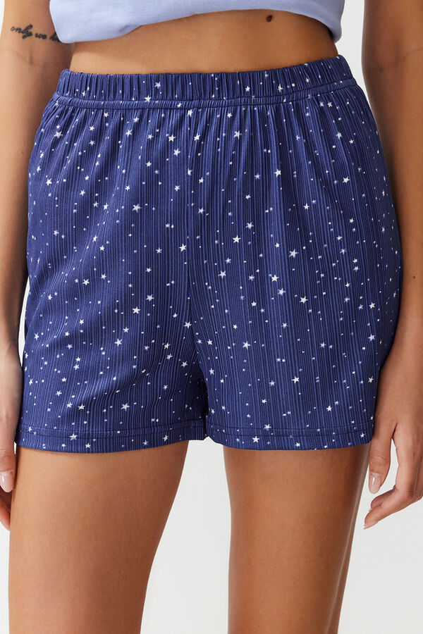 Trendyol Conjunto de pijama curto estampado com estrelas azuis  azul
