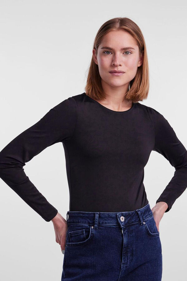 Pieces Body b&aacute;sico manga comprida preto