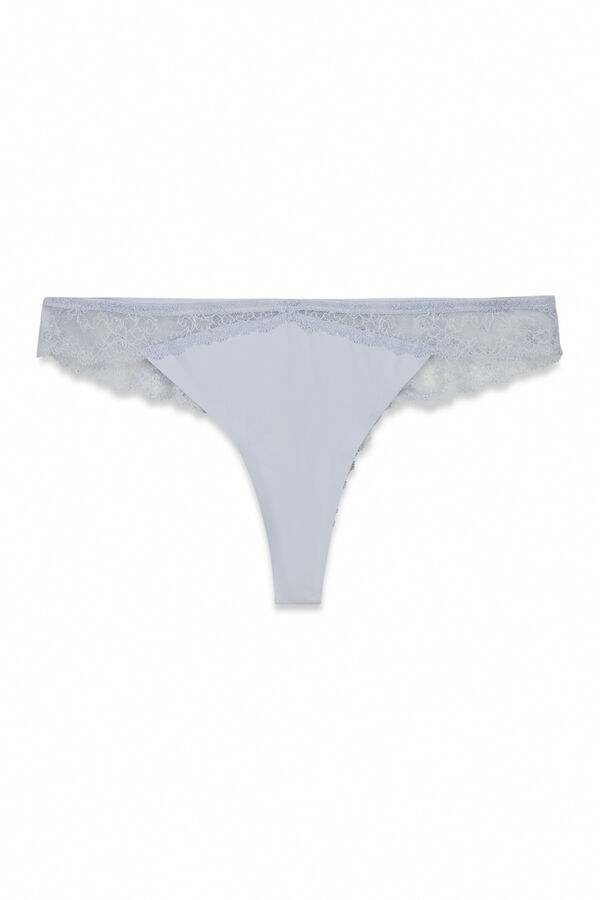 Women'secret Plave mikrofiber i čipkaste tanga gaćice Plava