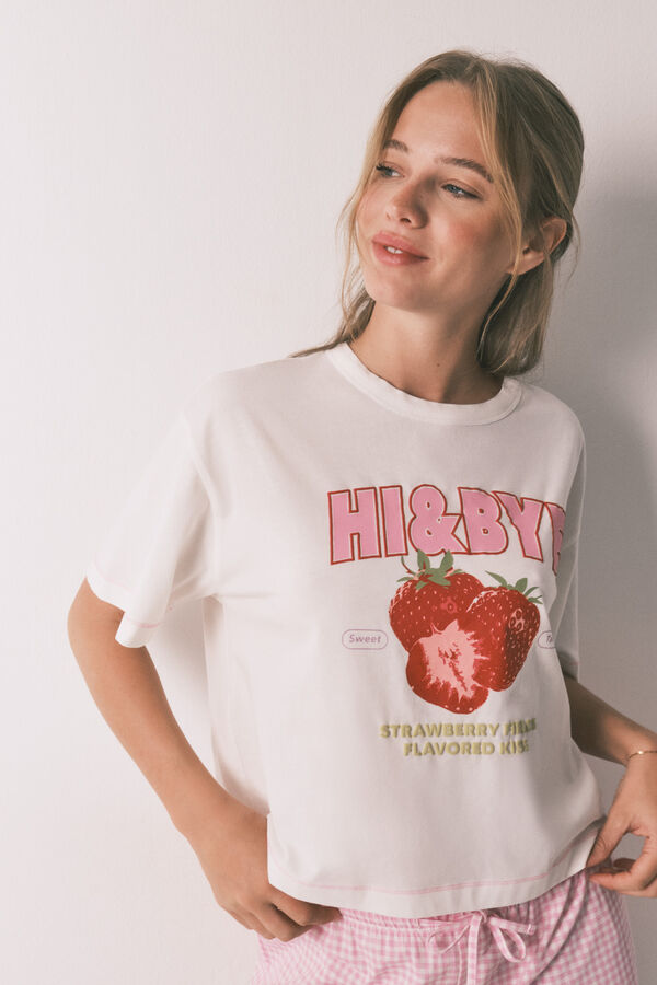 HI&BYE Roze kratka pidžama od 100% pamuka Bež