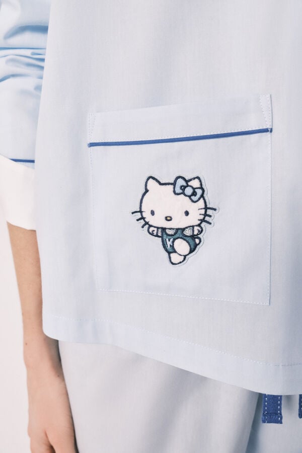 Women'secret Plava pamučna Hello Kitty ko&scaron;ulja pidžama Plava