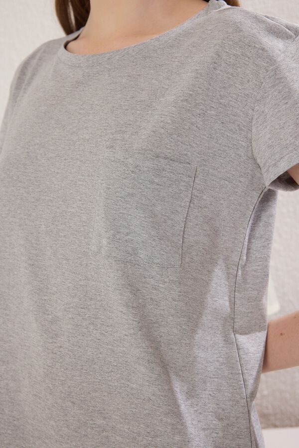 Trendyol Camisa de dormir curta em algod&atilde;o preto