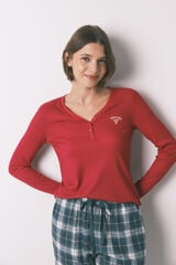 Women'secret Rebrasta crvena majica dugi rukav  Crvena