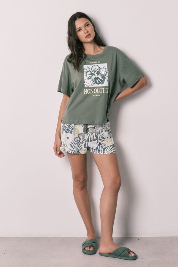 Women'secret Zelena kratka pidžama sa kratkim rukavima Little Miss&trade; Kaki