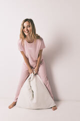 HI&BYE Roze pamučna duga pidžama sa cvetnim printom Roze