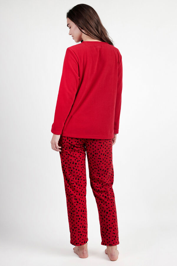 Admas Women's 101 Dalmatians microfleece long pyjamas Crvena