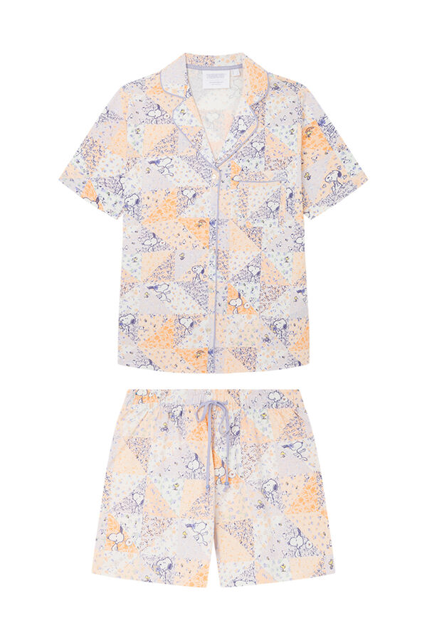 Womensecret Snoopy-mintás, 100% pamut, rövid inges pizsama rávasalt mintás