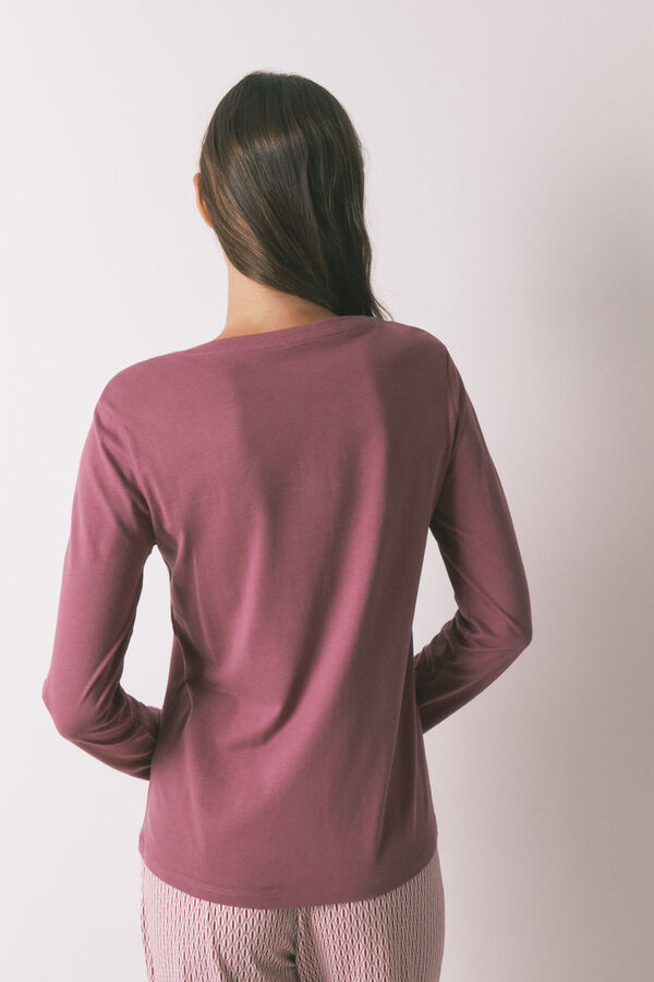 Women'secret Majica dugi rukav od četkanog pamuka bordo boje Bordo