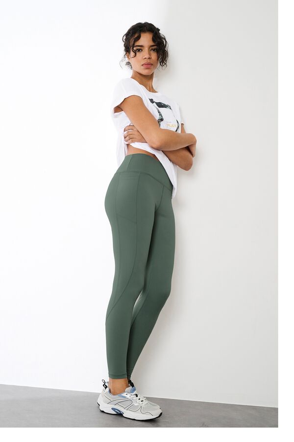 Only Play Legging cintura alta y bolsillo lateral. verde