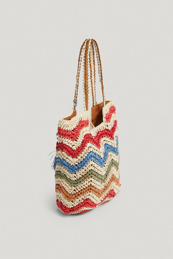 Pepe Jeans Striped raffia tote bag printed