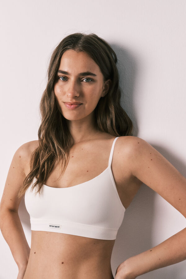Women'secret Beli top sa punjenjem bez &scaron;avova Bela