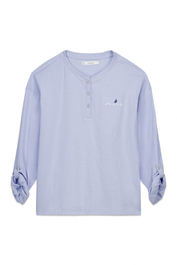 Women'secret Plava 100% pamučna majica dugih rukava Plava