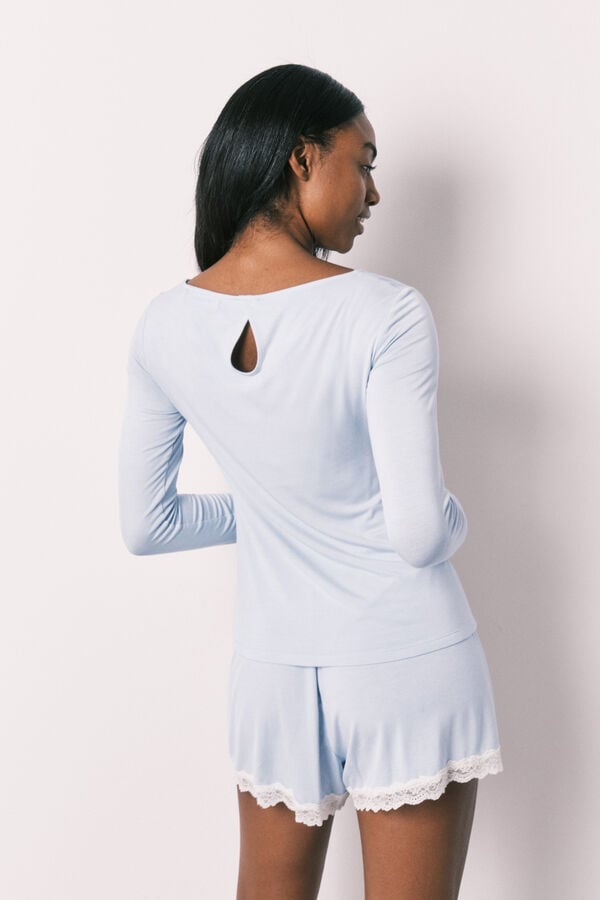 Women'secret Plava viskozna kratka pidžama mekana na dodir Plava