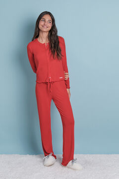 HI&BYE Pijama largo canal&eacute; suave rojo