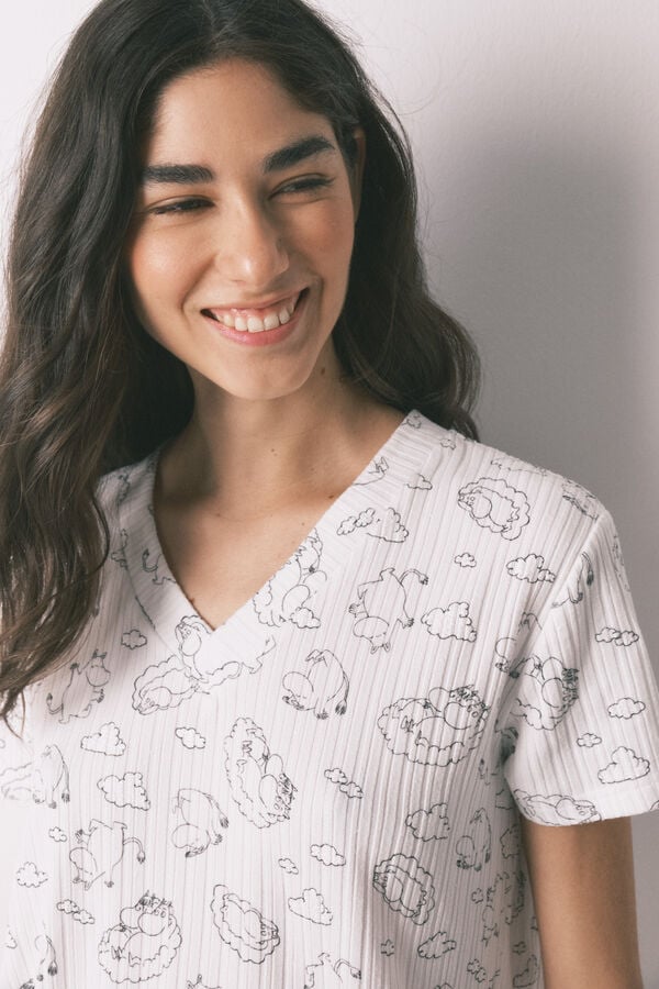 Women'secret Bela rebrasta mekana pidžama sa Moomin printom Print