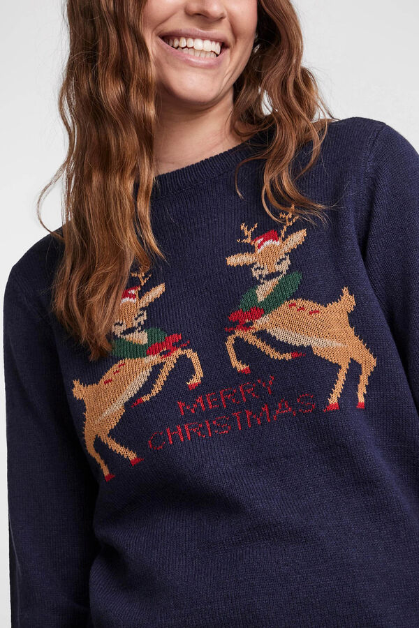 Womensecret Christmas-print jumper. bleu