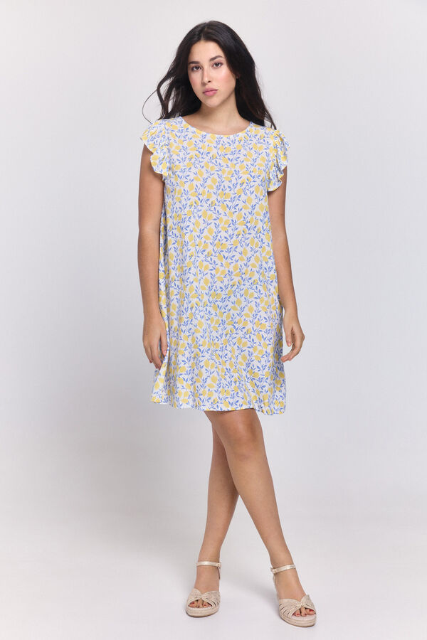 Pieces Vestido estampado ECOVERO&trade; branco