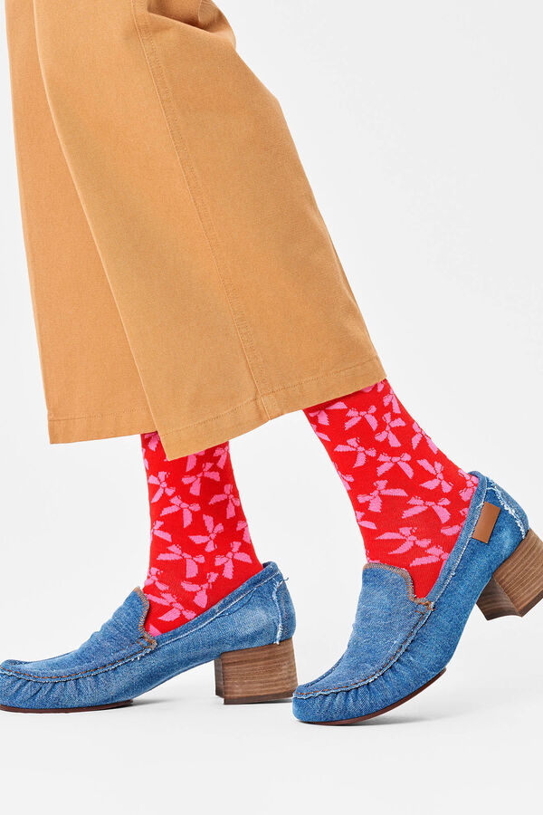 Happy Socks Unisex Bow Socks red