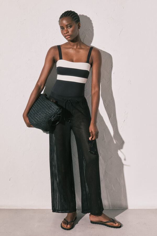 Women'secret B&W color block bandeau kupaći kostim za oblikovanje Crna