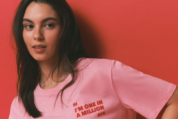 HI&BYE Roze 100% pamučna duga pidžama sa printom Roze