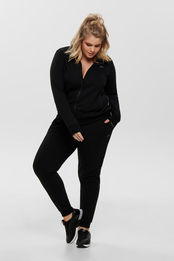 Only Play Curvy Sudadera talla grande con cremallera cuello alto negro