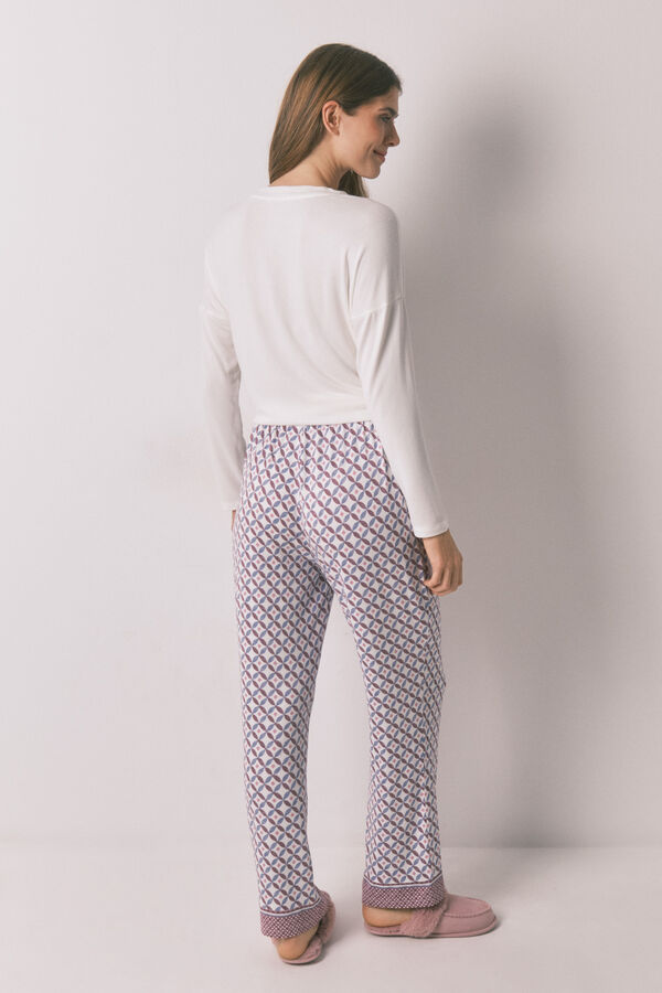 Women'secret Duge, &scaron;iroke plave pantalone od mekog pleten Print