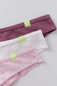 HI&BYE Pack 3 bragas brasile&ntilde;as blanco, rosa, morado