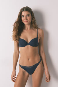 Women'secret Plave tanga gaćice sa čipka kai&scaron;em