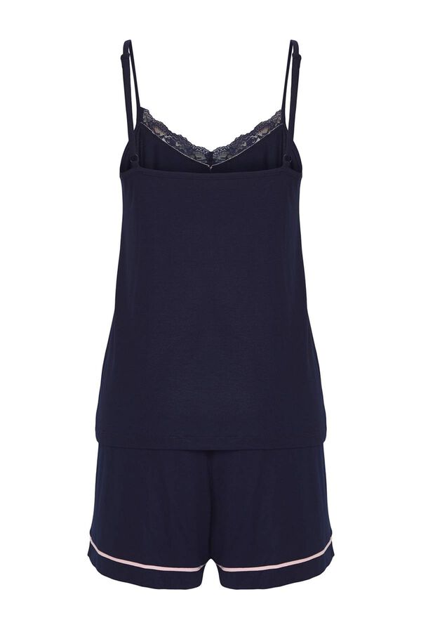 Trendyol R&ouml;vid csipk&eacute;s masnis pizsama szett k&eacute;k