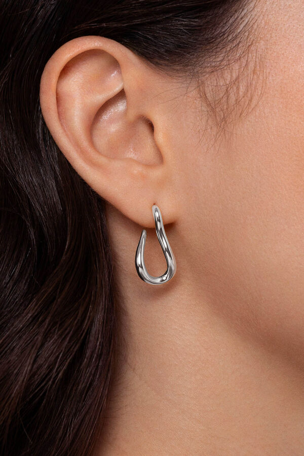 Singularu Organic Hook steel hoop earrings grey