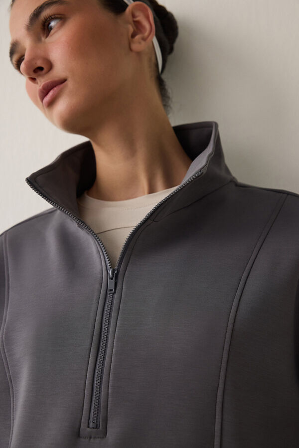 Penti Silky Feel Half Zip Sweatshirt Siva