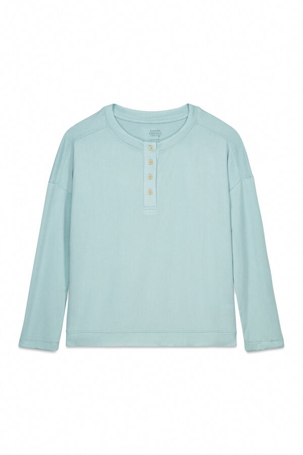 Women'secret Plava majica dugog rukava i imitacijom antilopa Zelena