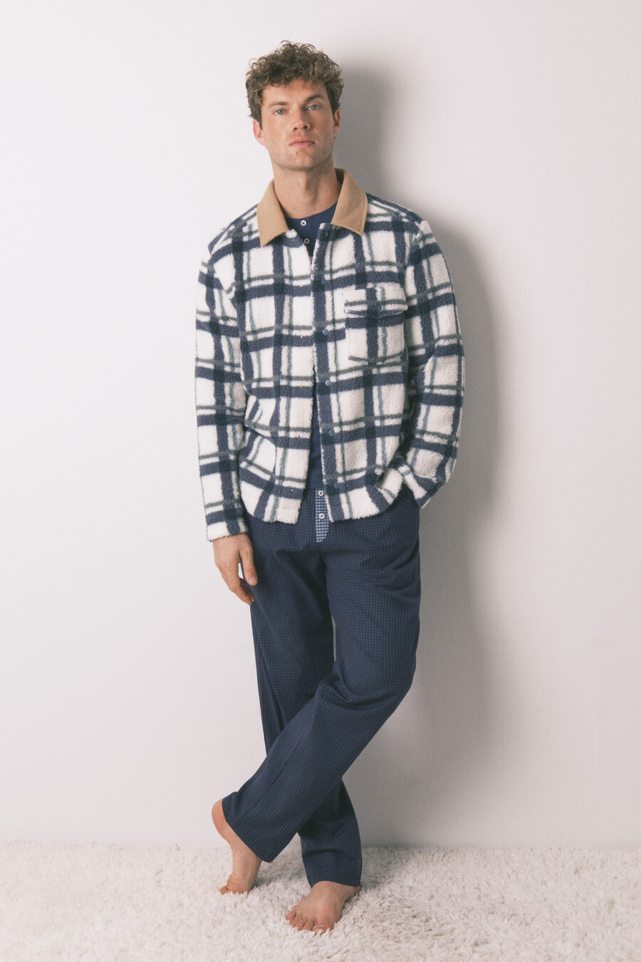 Bata corta hombre borreguito cuadros