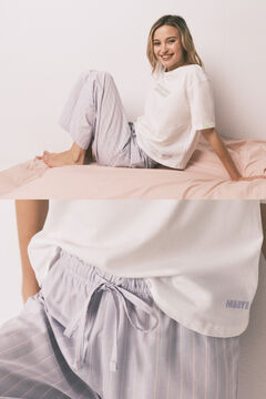 HI&BYE Pijama largo 100% algod&oacute;n azul estampado rayas