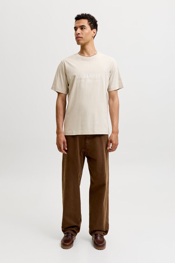 Jack & Jones T-shirt regular em algod&atilde;o cinzento