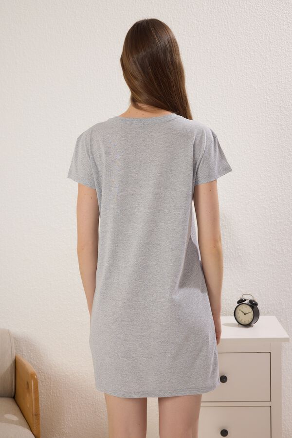 Trendyol Camisa de dormir curta em algod&atilde;o preto