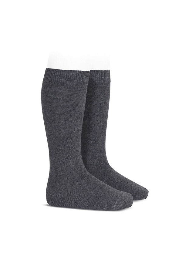Condor Meias altas b&aacute;sicas de ponto liso cinzento