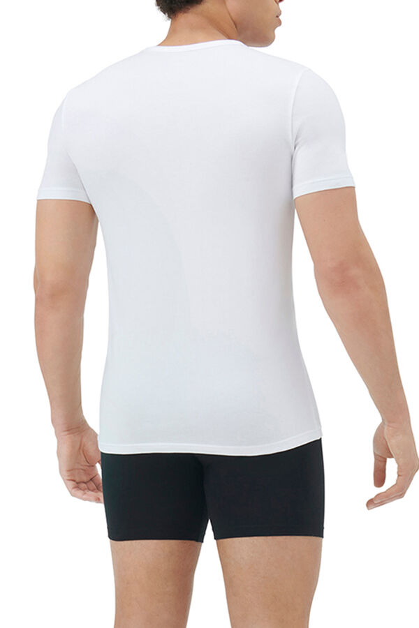 Adidas Pacote com 2 camisetas para homem de algod&atilde;o el&aacute;stico com gola em bico branco