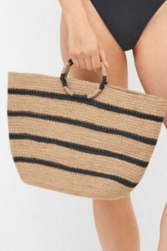 Gisela Mala tipo cesto em tecido natural