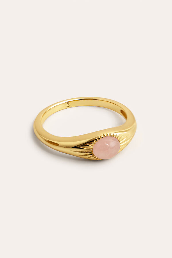 Singularu Olivia Rose Quartz gold-plated silver ring printed