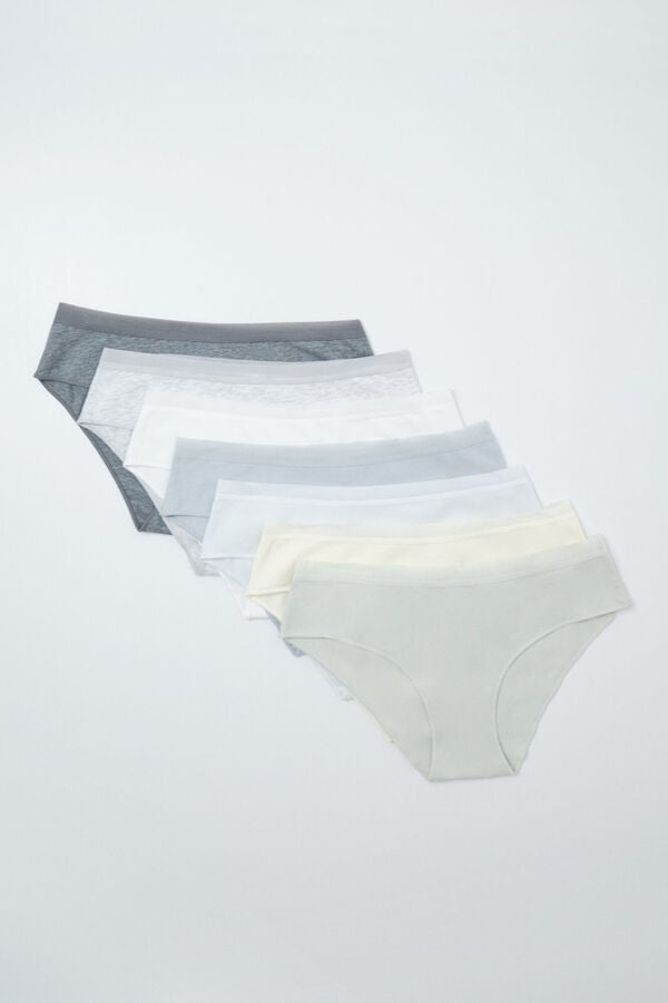 Women'secret Pack 7 bragas anchas algod&oacute;n lisas Print